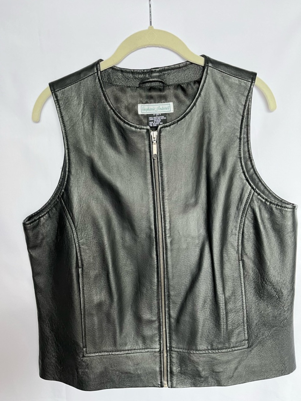 Stephanie Andrews Black Leather Zip-Front Vest
